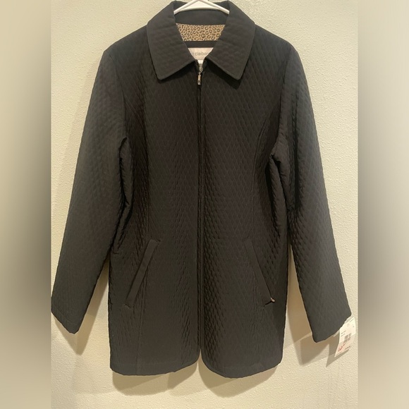NWT Liz Claiborne Black Quilted Coat. Size Large - Picture 1 of 7